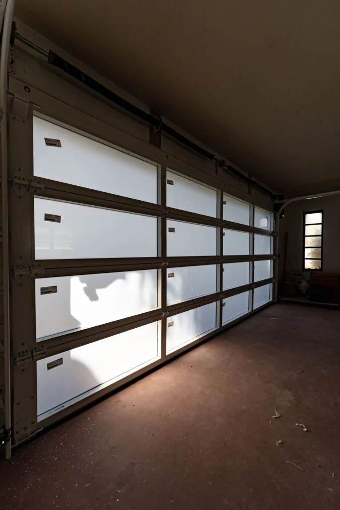 Interior view of Dubai Framed doors with frosted white glass