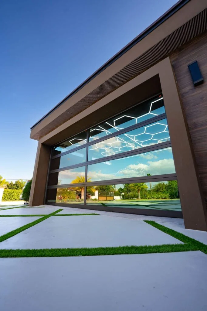 Dubai Framed two-car door with Clear + Clear + Low-E glass